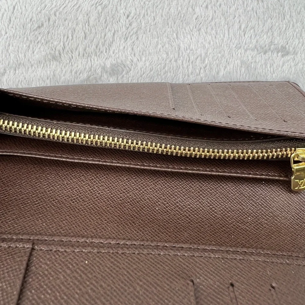Louis Vuitton Brazza Wallet N60017 Damier Ebene Brown Mens Long Wallet Organizer